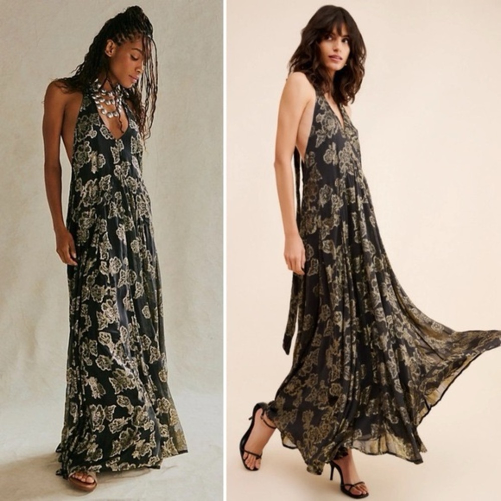 Free People Black Floral Maxi Dress